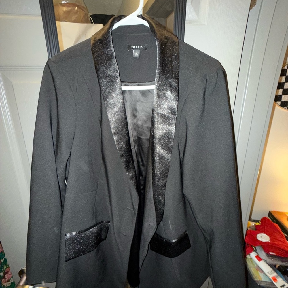 Torrid Black Blazer with Glossy Trim